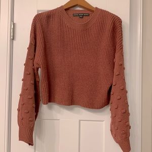 Cropped bubble sleeve sweater